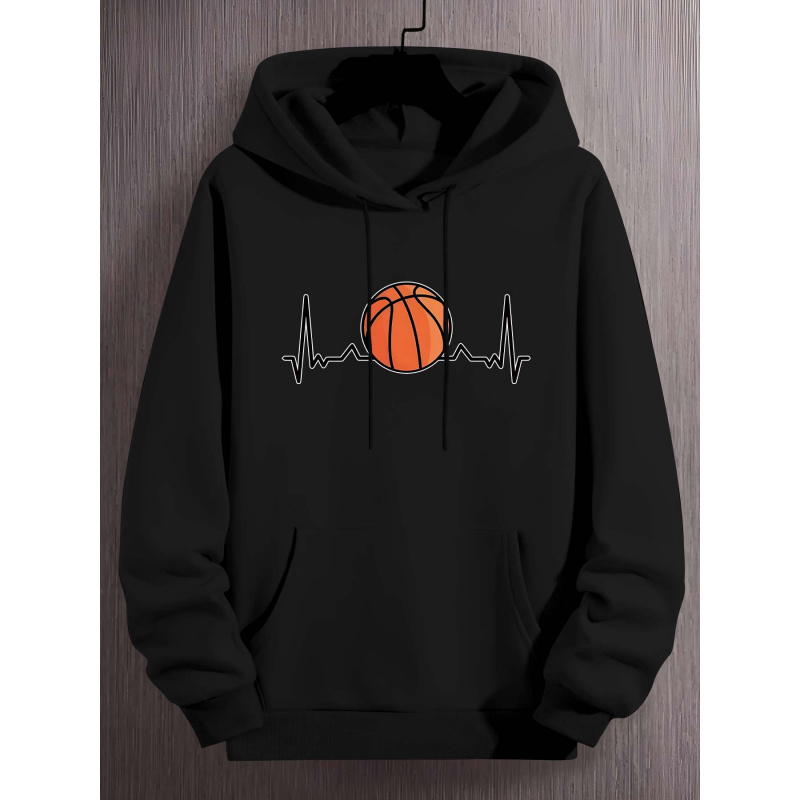 Street Fashion Elements - Cool Hoodie With Basketball Print Elements，Men'S