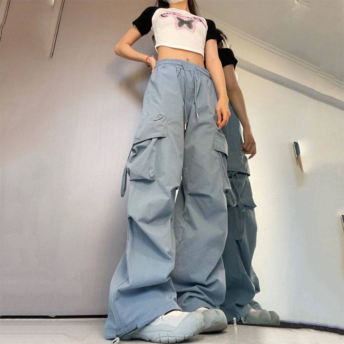 Street Fashion England - Oversized Pocket High Street Pant Black