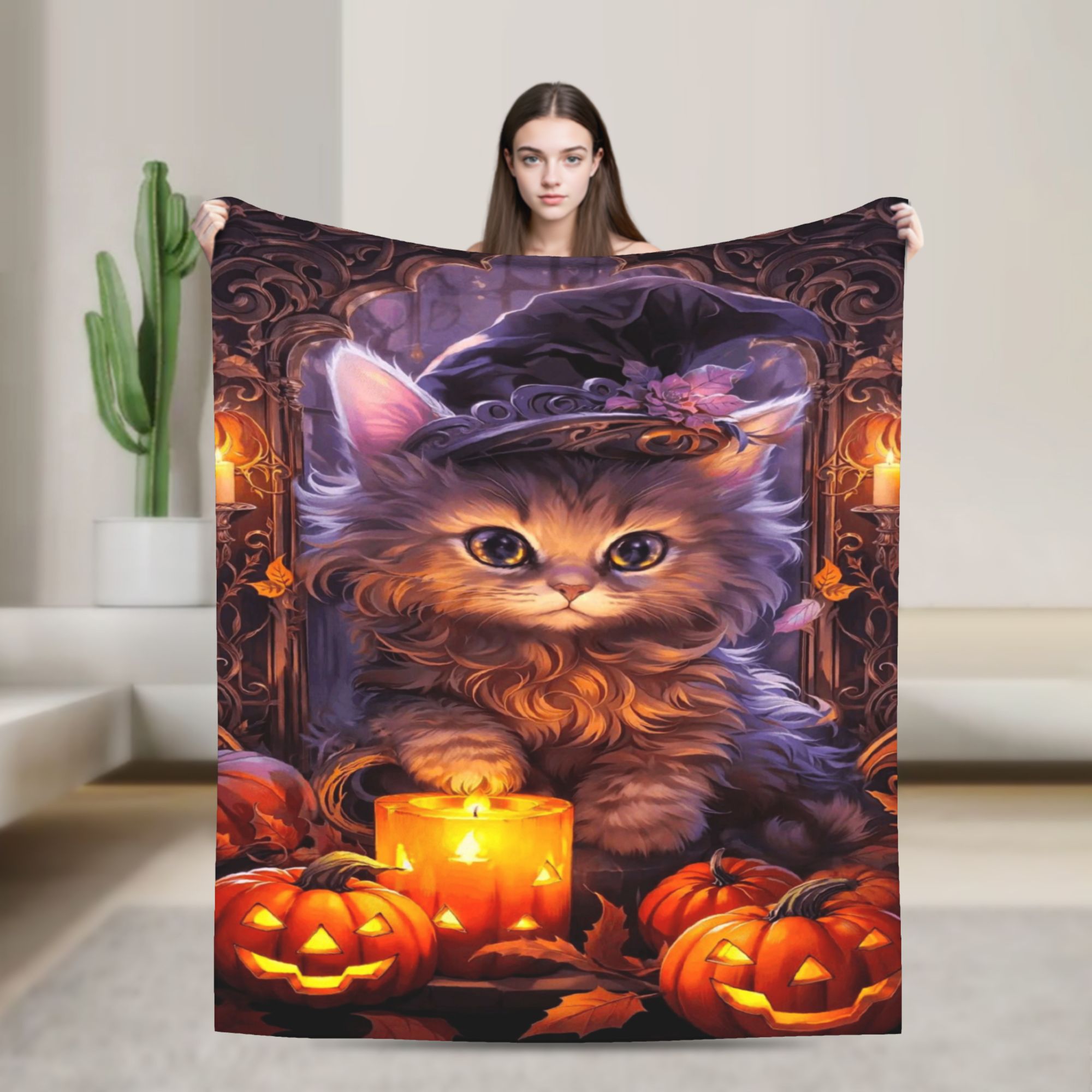 Street Fashion Loverboy - Witchy Black Cats Halloween Blanket Quality