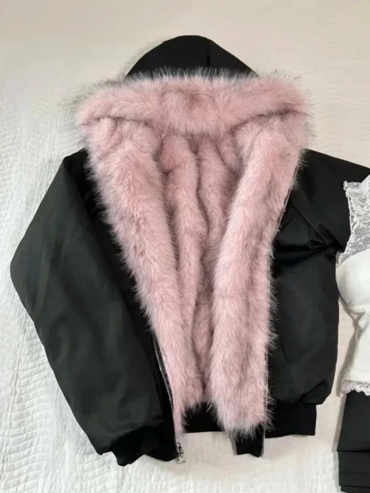 Street Fashion Korean Girl - American Vintage Women's Fur Patchwork Coat