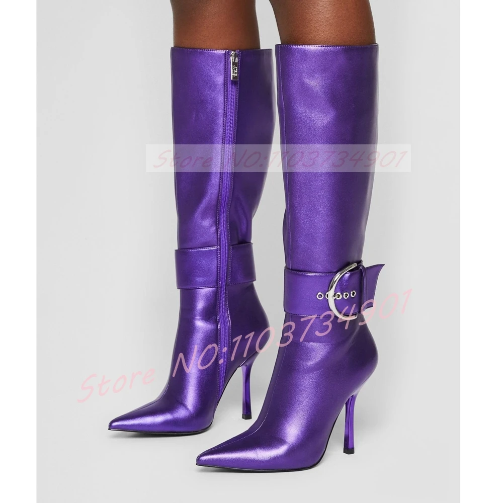 Belt Buckle Ankle Strap Purple - Street Fashion Ladies 评论和价格