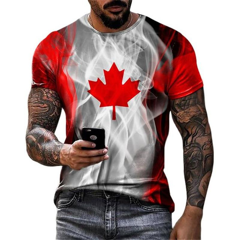 Retro Canada Flag T-shirt 3D P - Street Fashion Canada 评论和价格