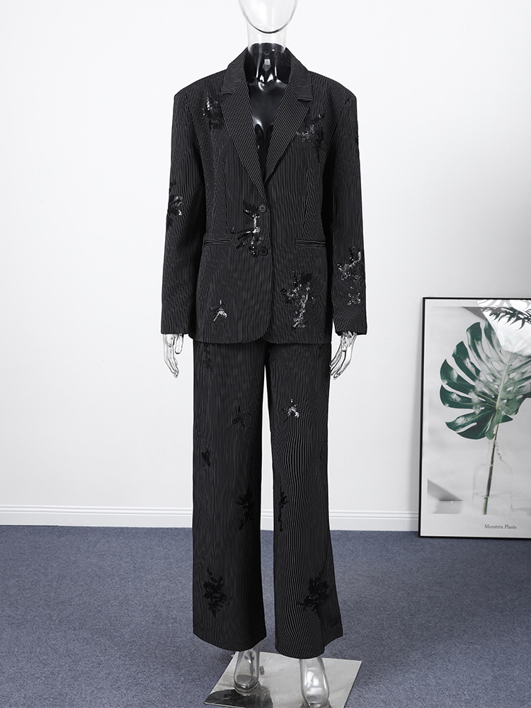 Fashion Sequin Stripe Long Pan - Street Fashion Jacket 评论和价格