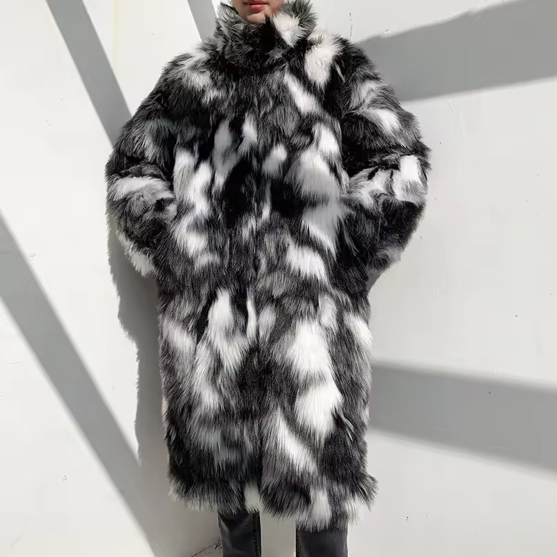 Winter Hip Hop Long Faux Fur C - Street Fashion Jacket 评论和价格