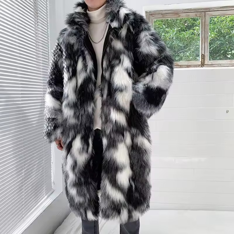 Winter Hip Hop Long Faux Fur C - Street Fashion Jacket 评论和价格