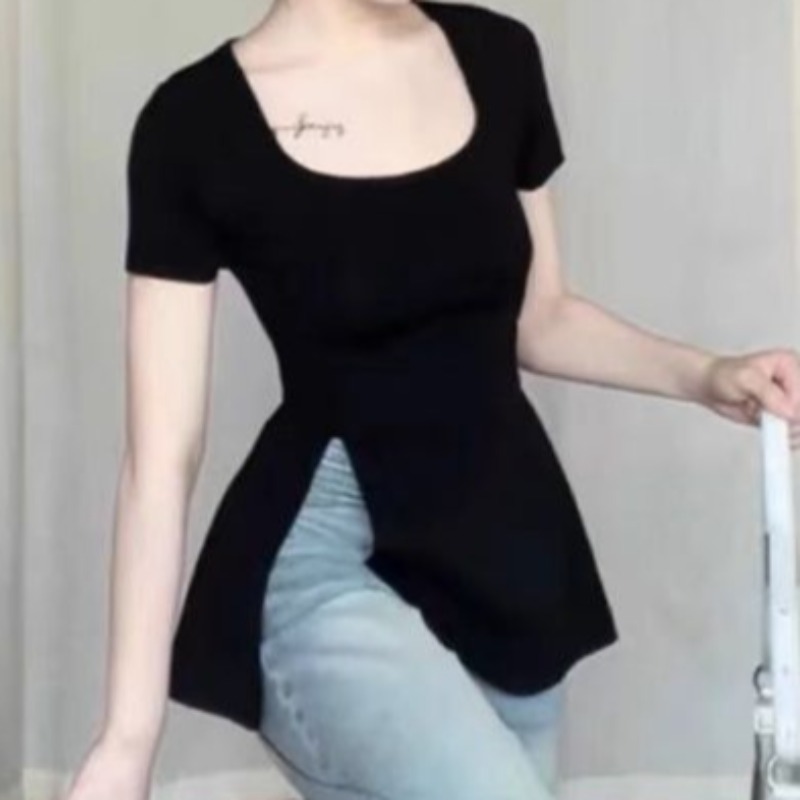 Summer T-shirts for Women Slit - Street Fashion Korean Girl 评论和价格
