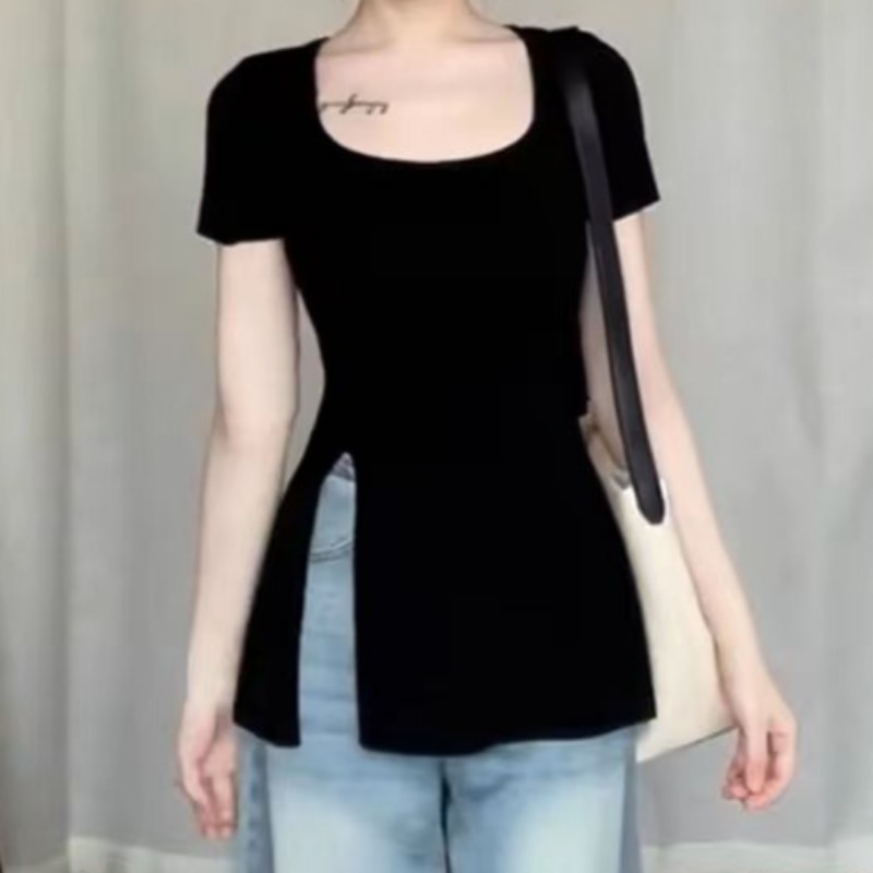 Summer T-shirts for Women Slit - Street Fashion Korean Girl 评论和价格