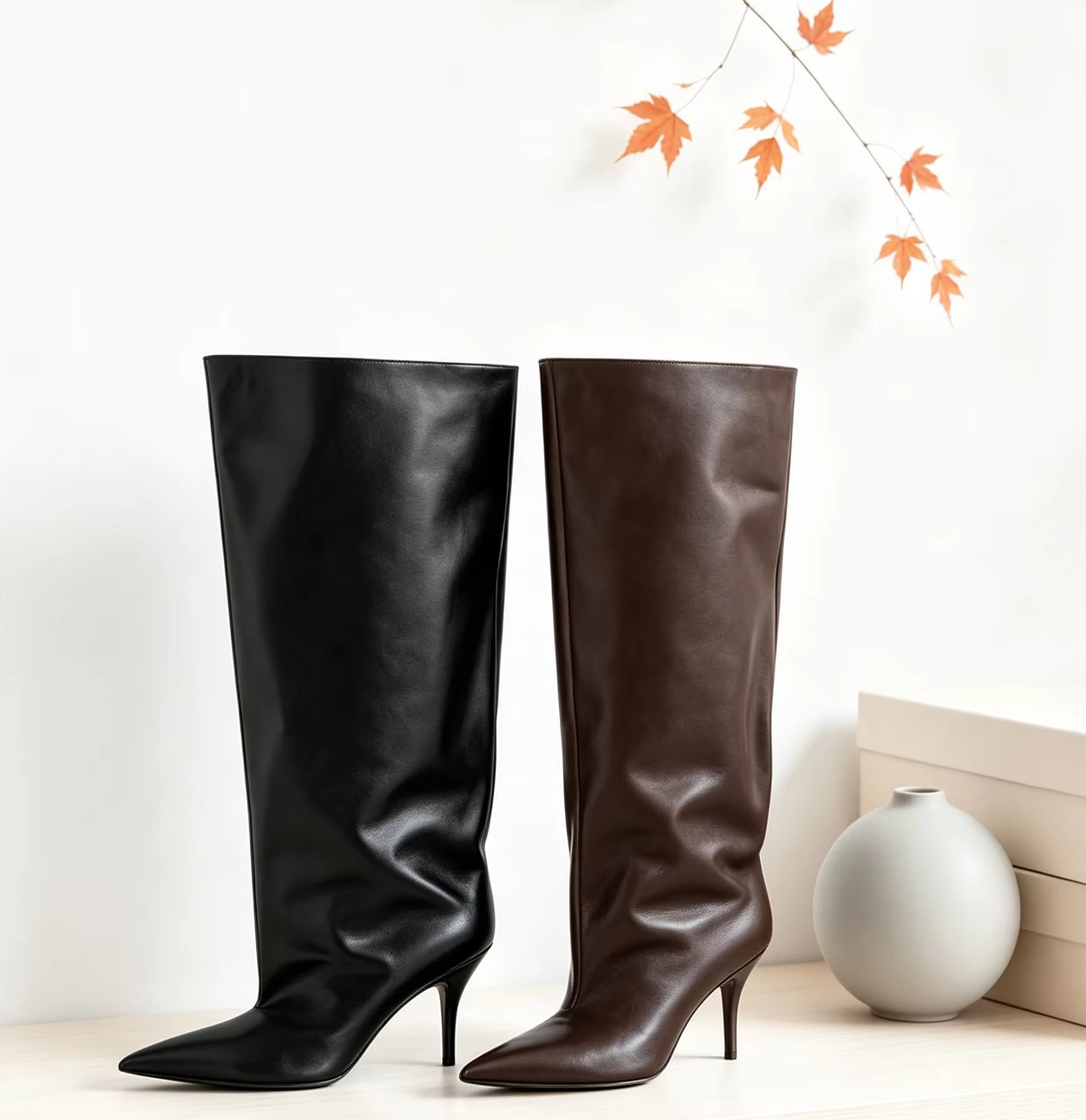 Slouch Wide Cuff Knee High Boo - Street Fashion Ladies 评论和价格