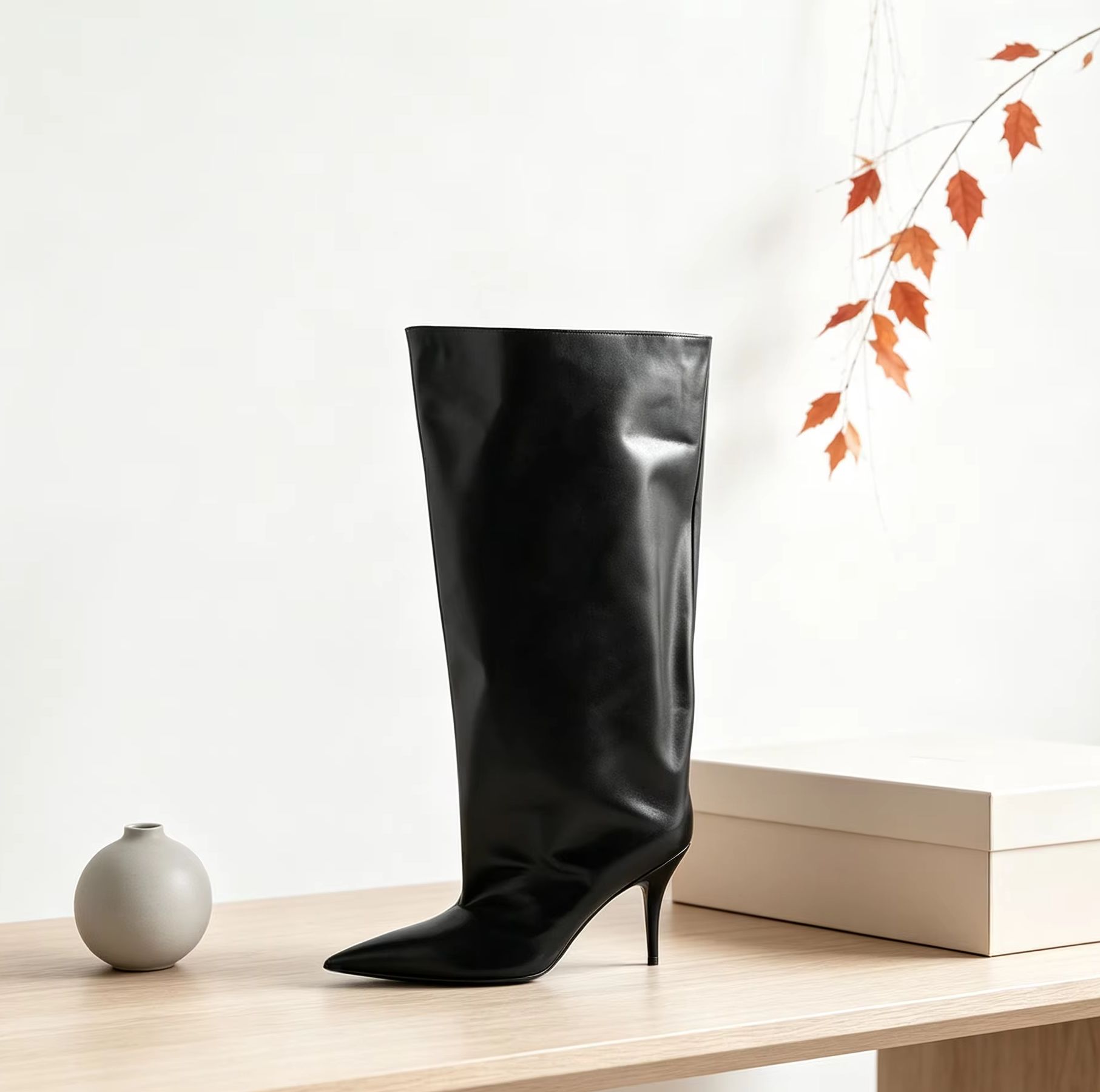Slouch Wide Cuff Knee High Boo - Street Fashion Ladies 评论和价格