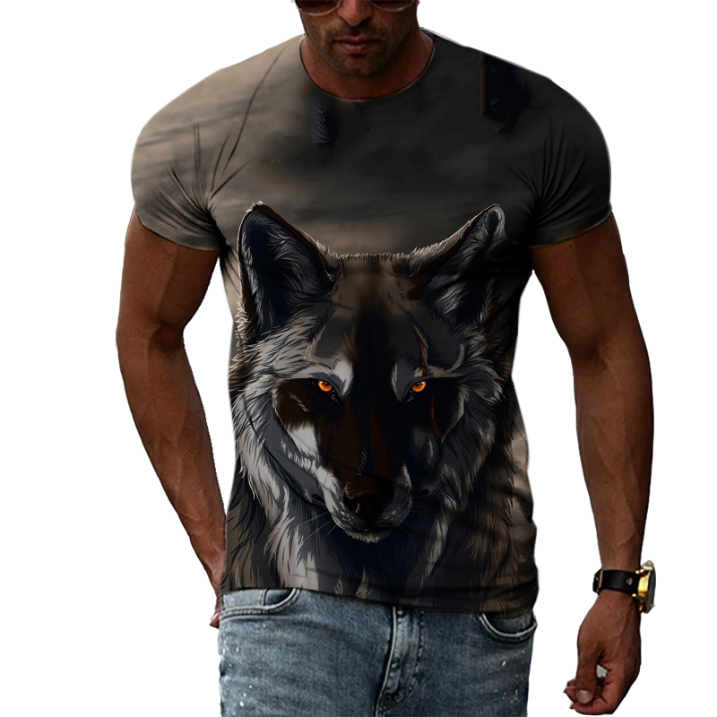 Casual Men's Animal Print T-sh - Street Fashion Elements 评论和价格