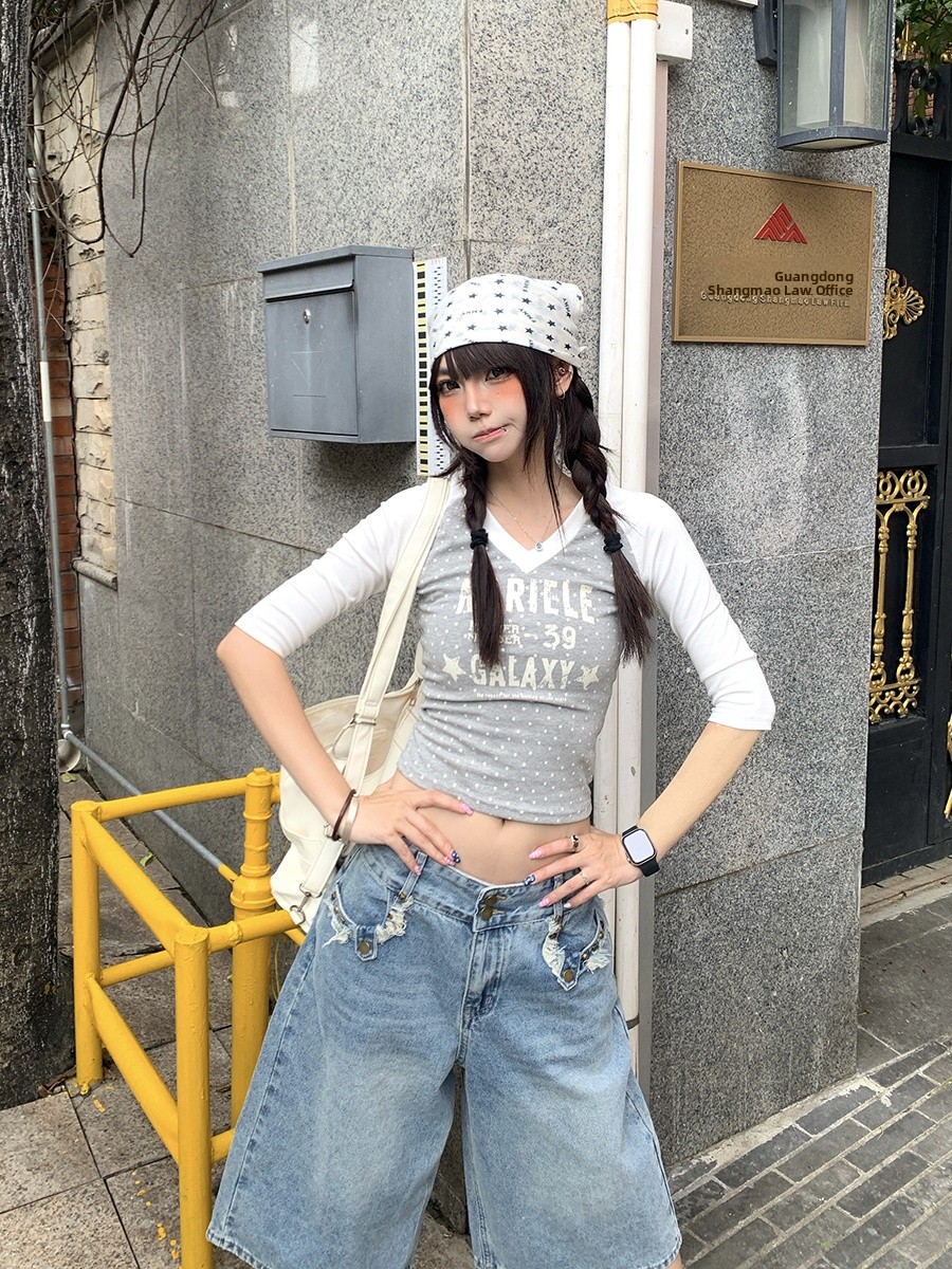 Summer Polka Dot Splice V Neck - Street Fashion Korean Girl 评论和价格