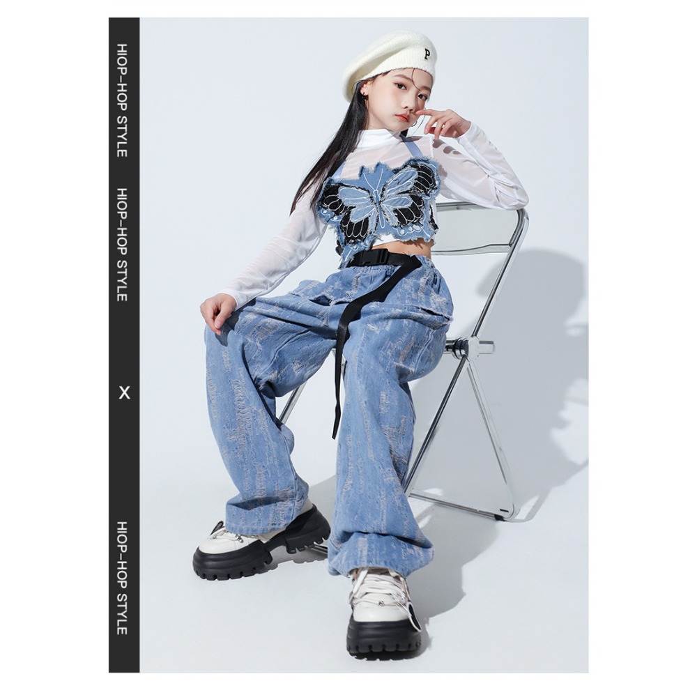 Jazz Hip Hop Dance Set Mesh Lo - Street Fashion Jacket 评论和价格