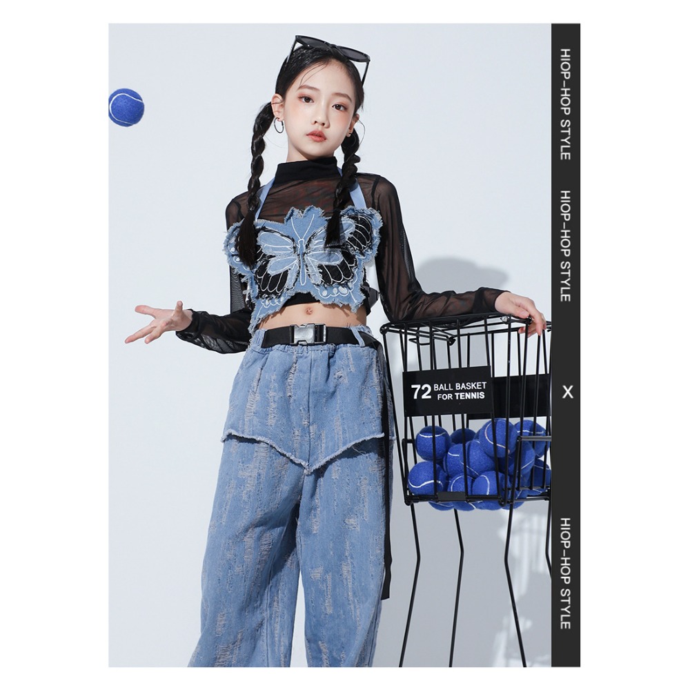 Jazz Hip Hop Dance Set Mesh Lo - Street Fashion Jacket 评论和价格