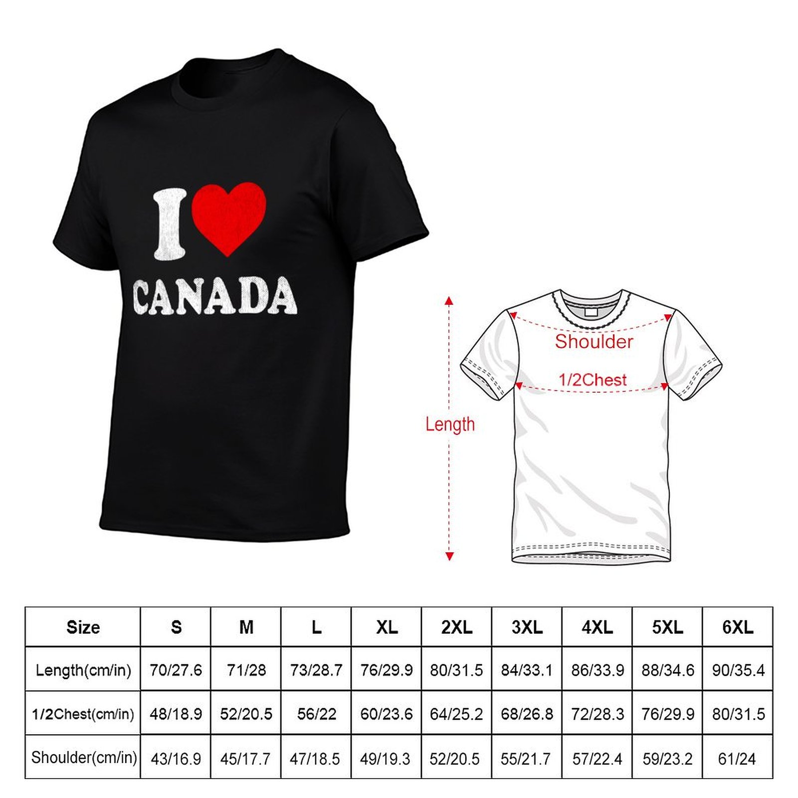 I Love Canada Tshirt Souvenir  - Street Fashion Canada 评论和价格